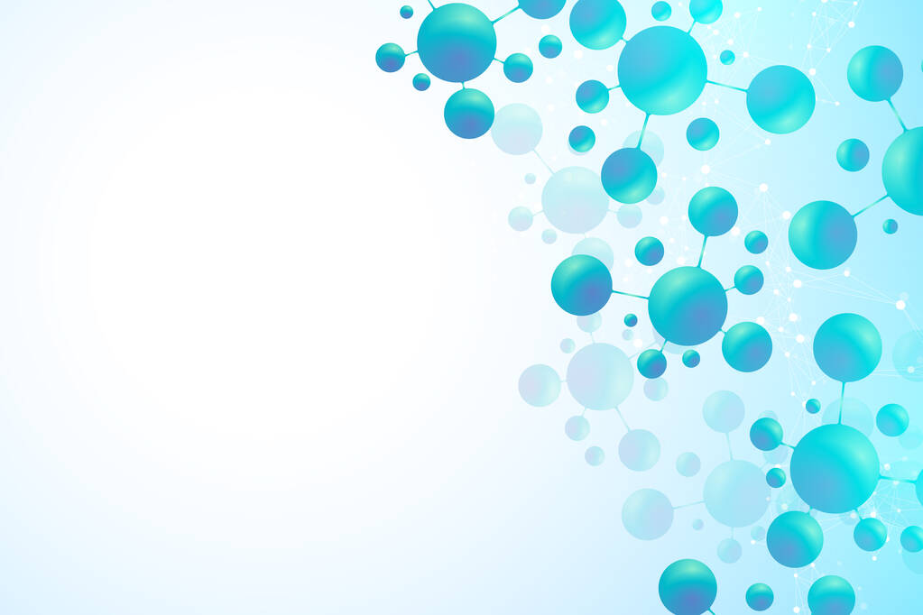 Abstract molecules background. DNA, Atoms. Molecular structure with blue spherical particles. Medical, science and technology innovation concept molecule background. Vector illustration - Vector, Image