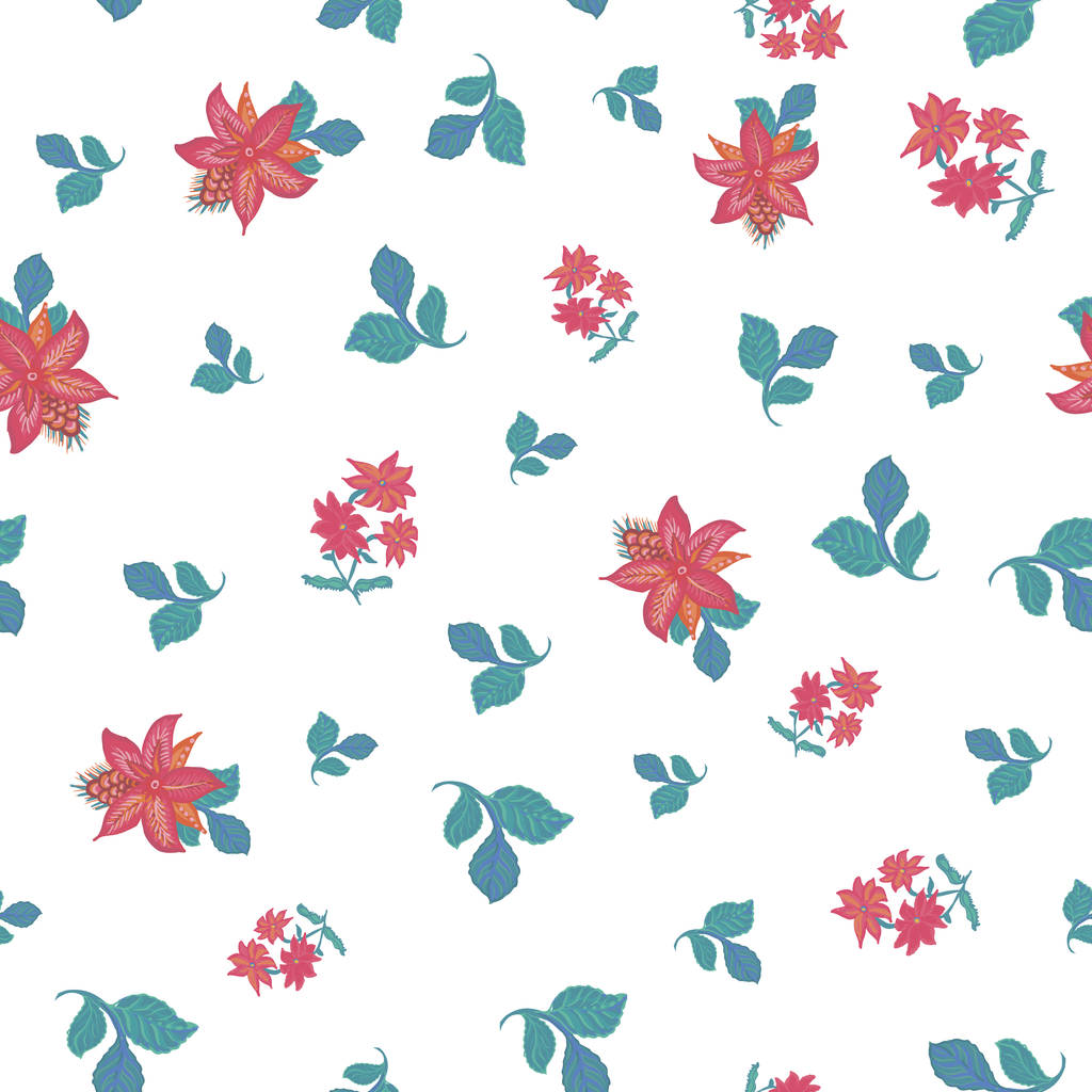 Fantasy multicolored vector seamless pattern with motif tropical flowers. Chintz stylized floral repeat background, Oriental folk design for wallpaper, textile, blanket, clothing, wrapper, prints. - Vektor, obrázek