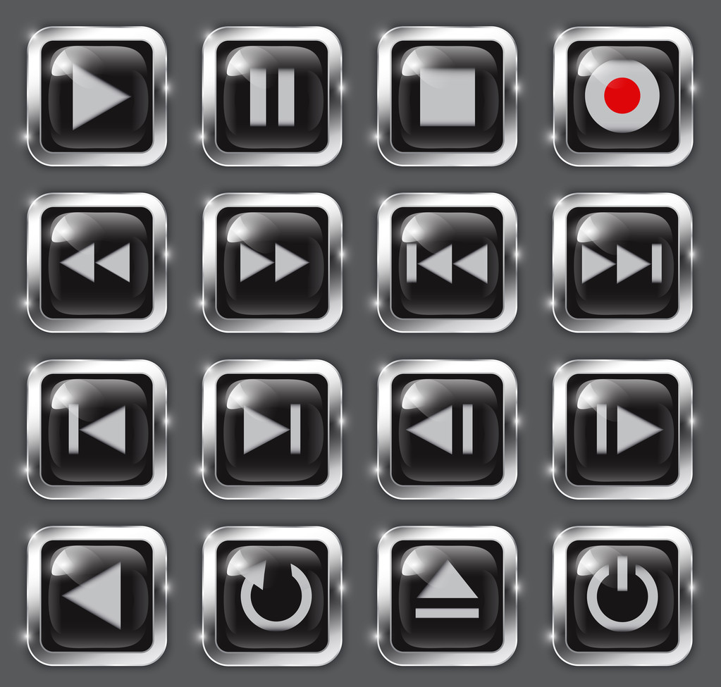 マルチメディアボタン - ベクター画像