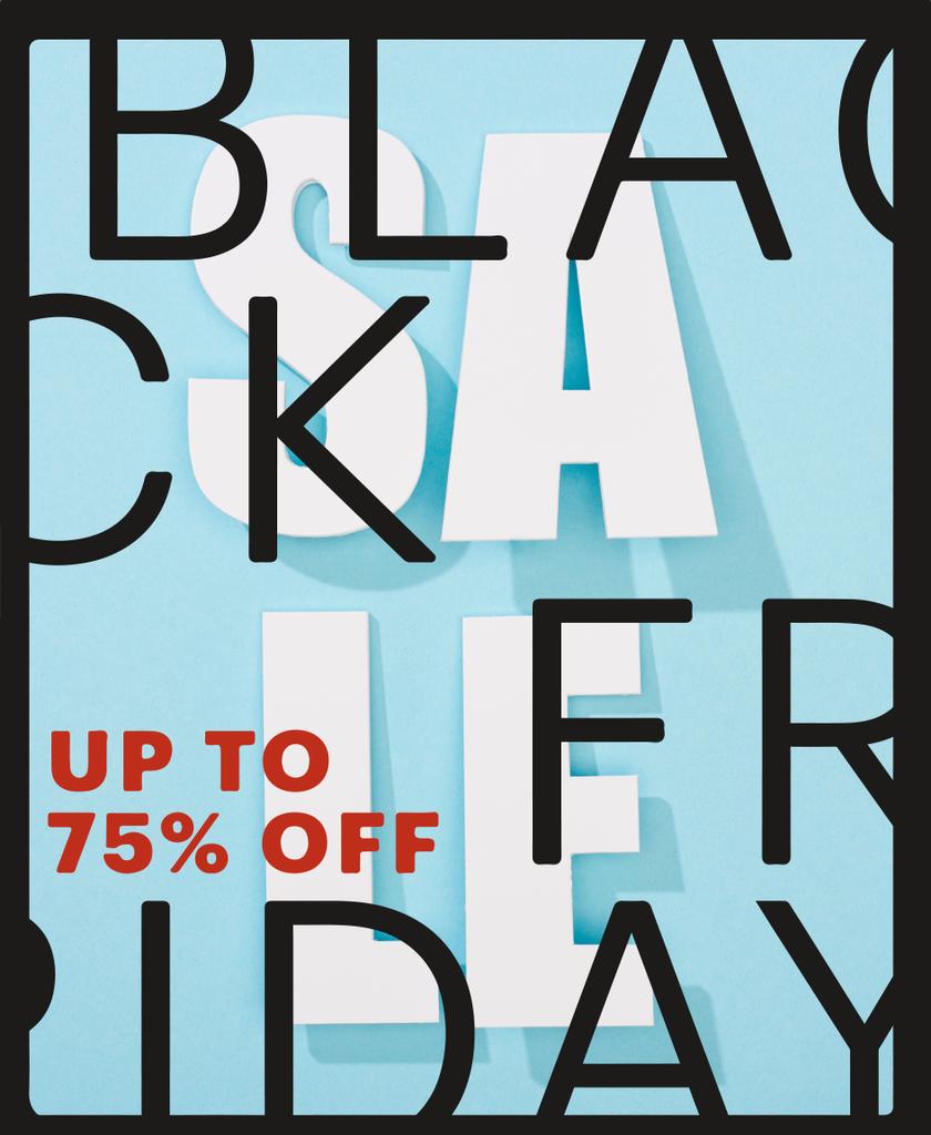 вид зверху на білий розпродаж на синьому фоні з чорною п'ятницею, до 75 відсотків ілюстрації
 - Фото, зображення