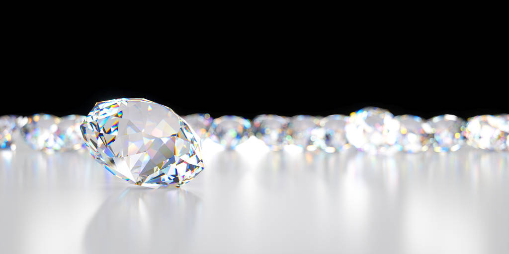 close-up diamante no fundo de muitos diamantes que jazem atrás
 - Foto, Imagem