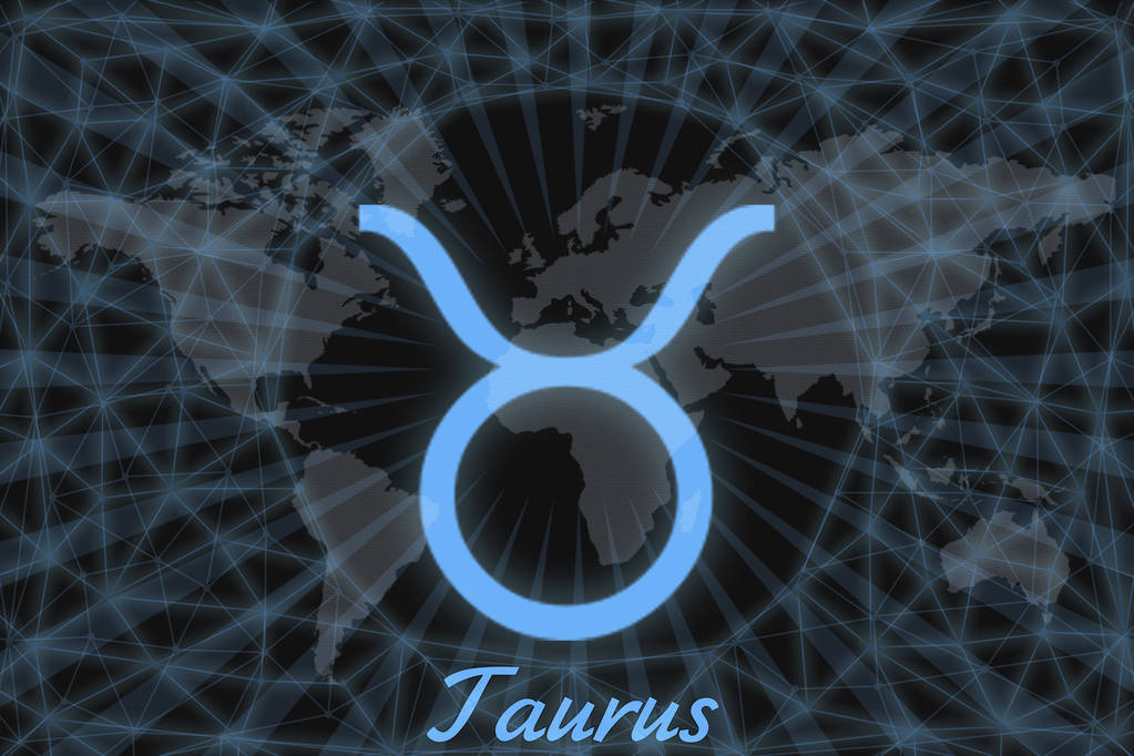 Zodiac-merkki Taurus. astrologinen symboli allekirjoituksella, taustalla maan. Voidaan käyttää horoskoopit
. - Valokuva, kuva