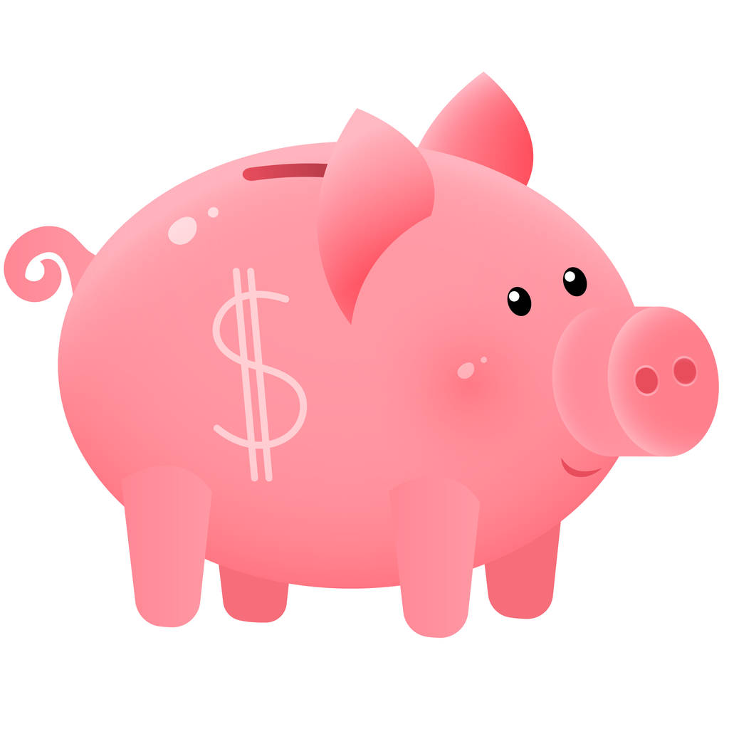 Farbbild des niedlichen Sparschweins oder Spardose auf weißem Hintergrund. Geld und Finanzen. Vektorillustration. - Vektor, Bild