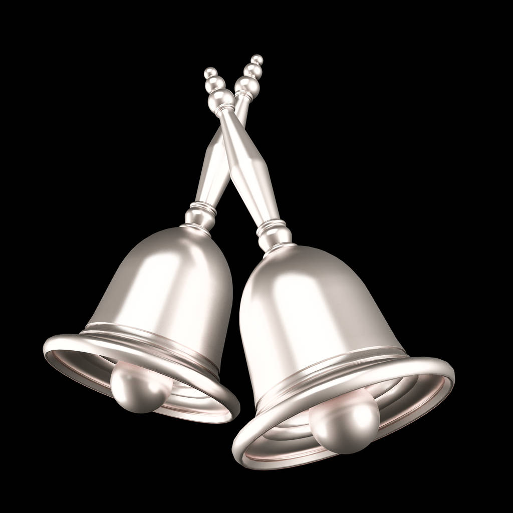 Beautiful, isolated metal Christmas bell. 3d illustration, 3d rendering. - Photo, Image
