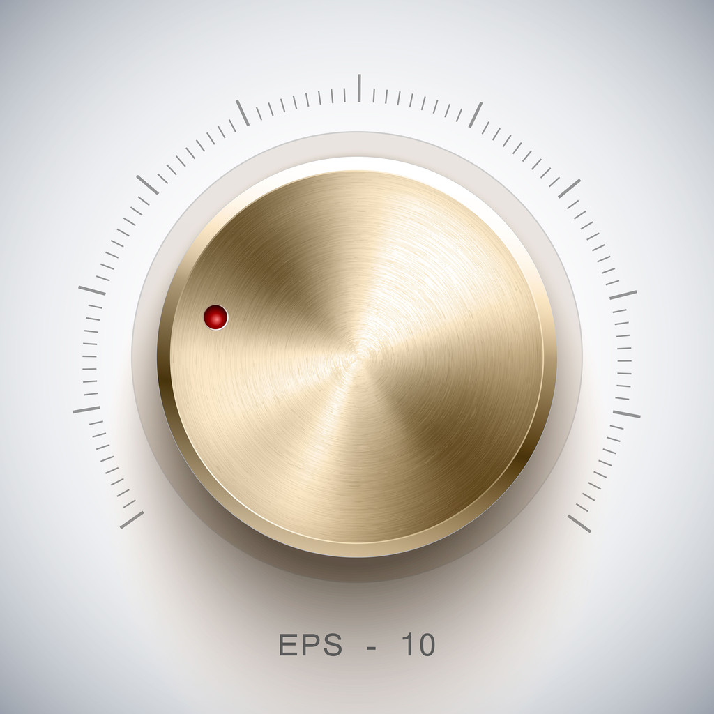 volumeknop (muziek knop) met gouden textuur, voor ui - Vector, afbeelding