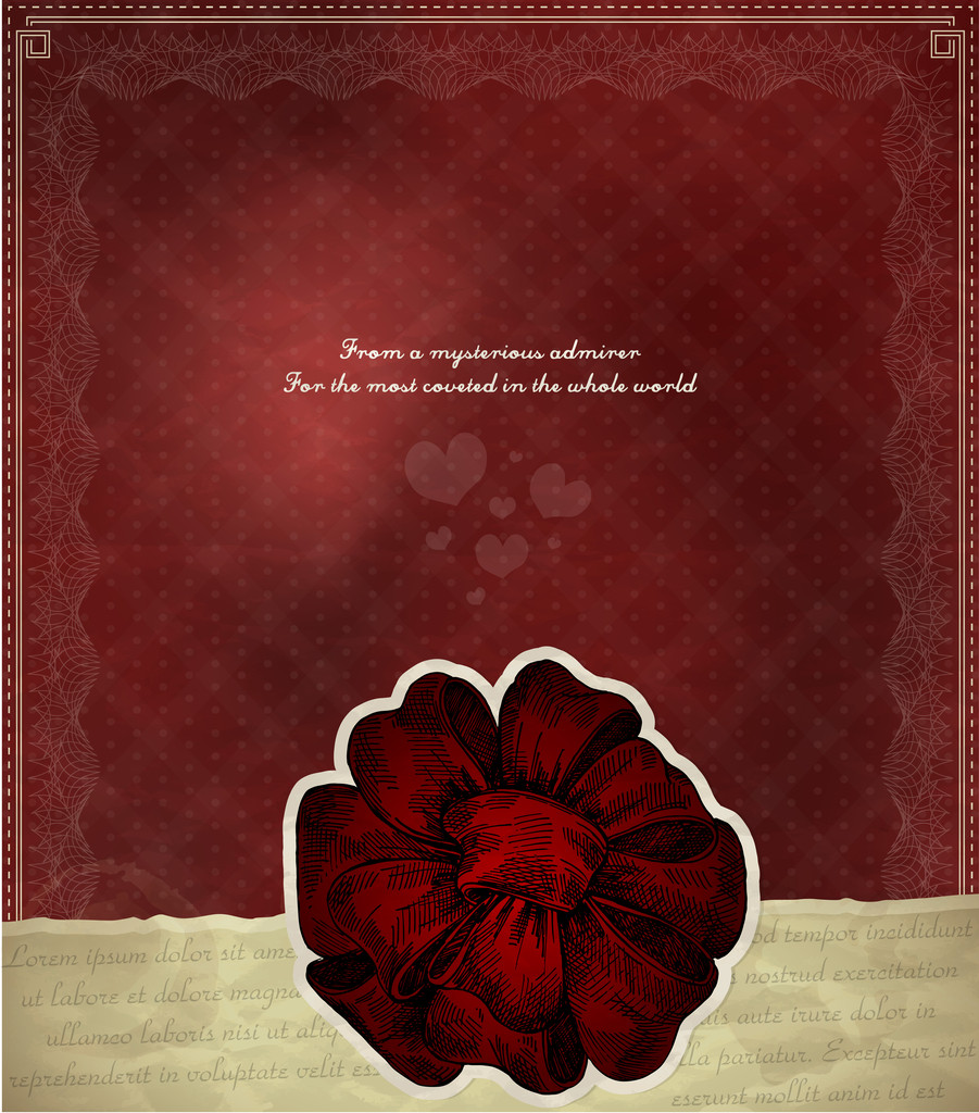 Vector vintage background with red bow - Vector, Image