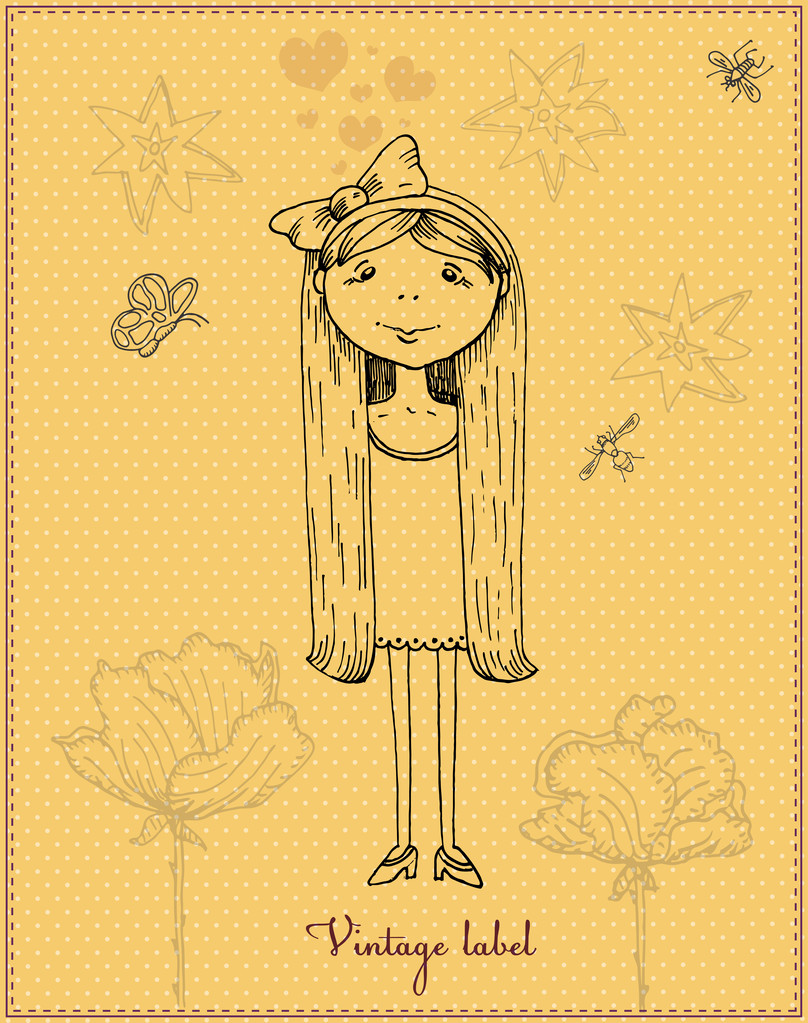 Bonito desenho animado menina vetor ilustração
   - Vetor, Imagem