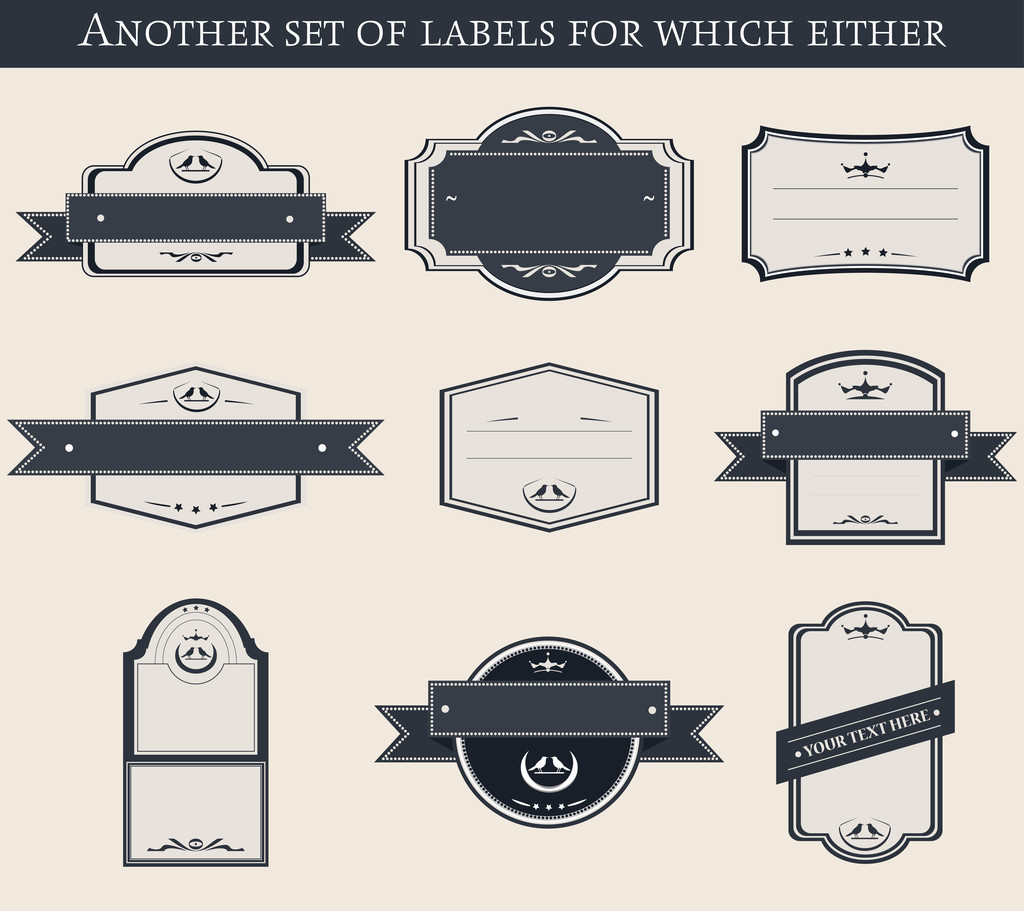 Set of different labels in retro style - Vector, Image