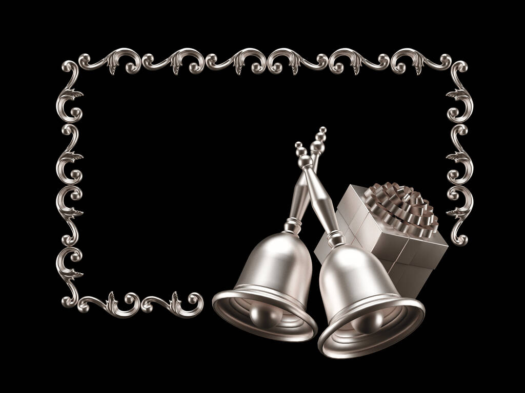 Hermoso marco vintage de metal con campana de Navidad aislada en bl
 - Foto, Imagen