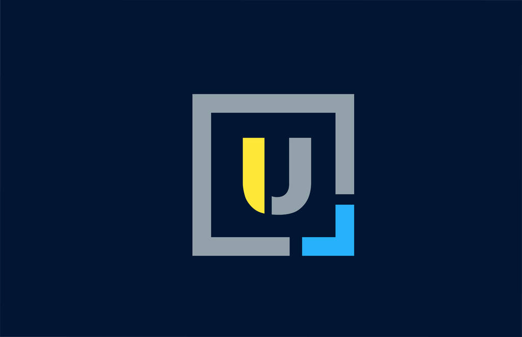 blue yellow letter U alphabet logo design icon for business - Vector, Image