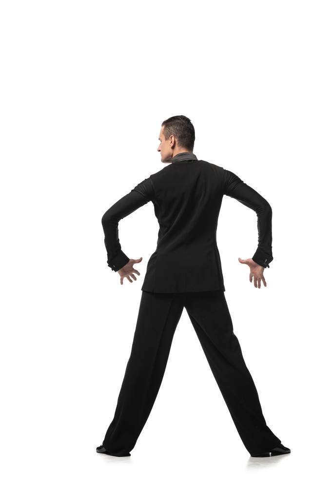 vue arrière du danseur élégant exécutant le tango sur fond blanc
 - Photo, image
