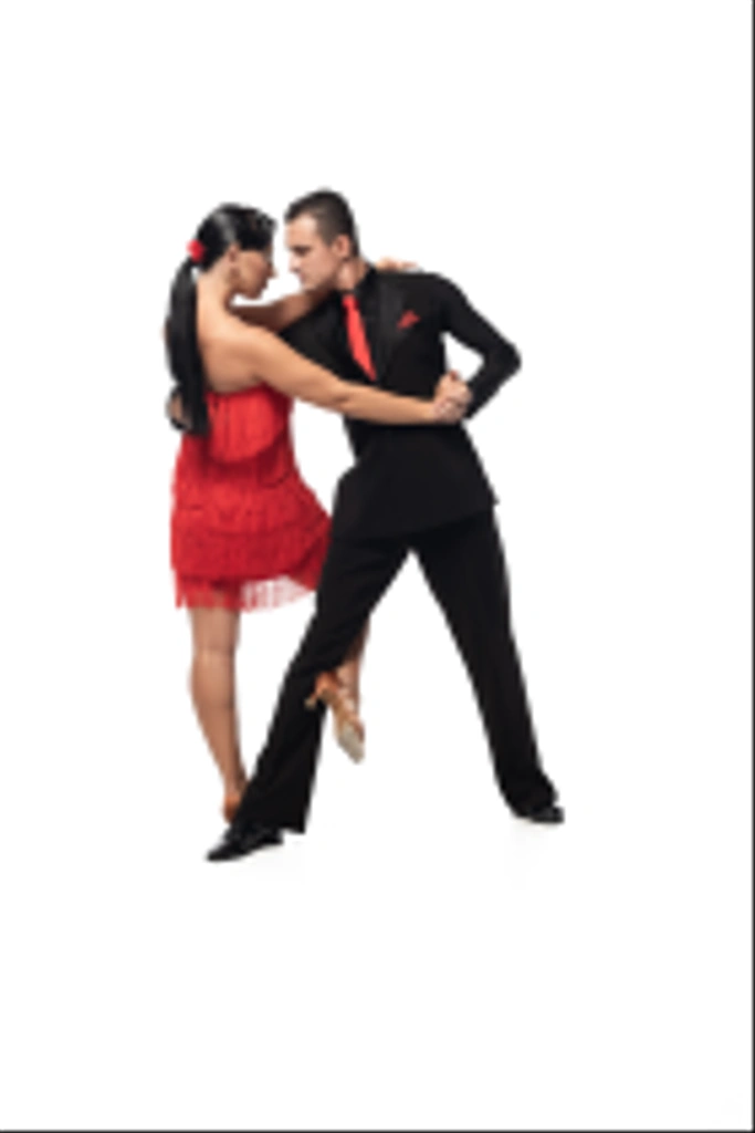 danseurs élégants et expressifs exécutant le tango sur fond blanc
 - Photo, image