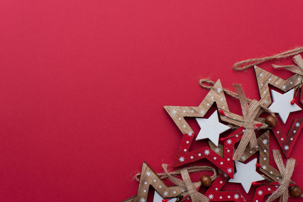 Fa karácsonyi csillagok a piros háttér - Fotó, kép