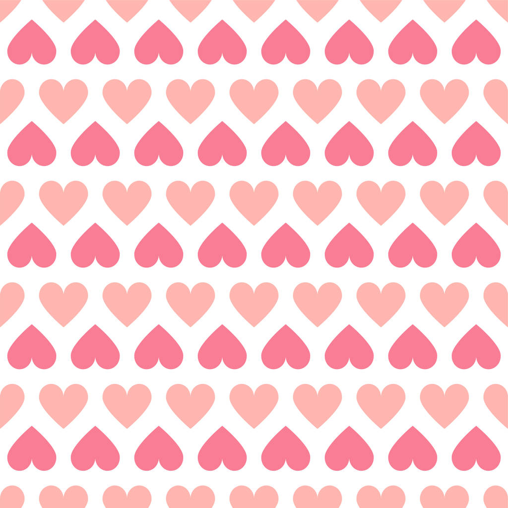 ピンク色のハートを持つシンプルなシームレスな幾何学模様。かわいい背景- Valentines day design - ベクター画像