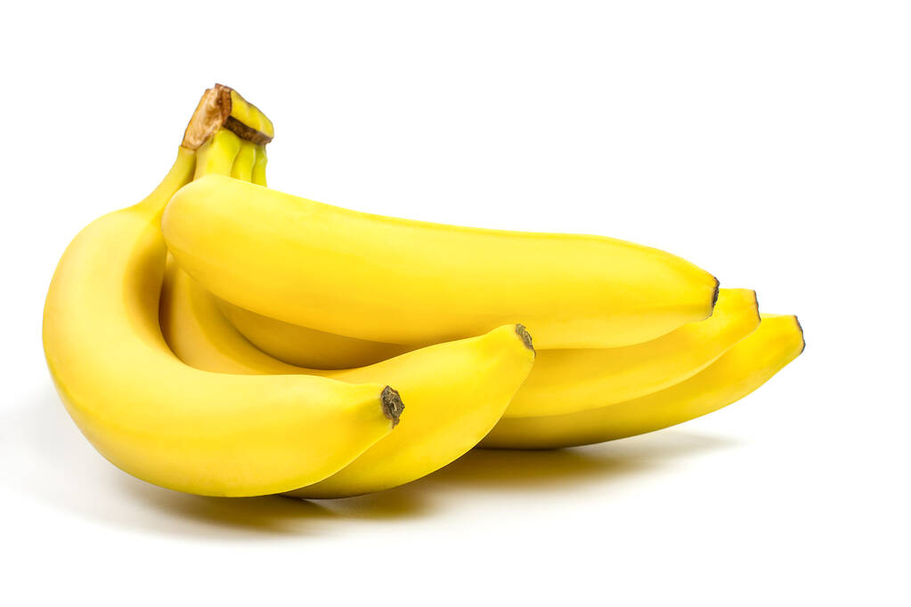 Banana madura para dieta e exercício em um fundo branco
 - Foto, Imagem