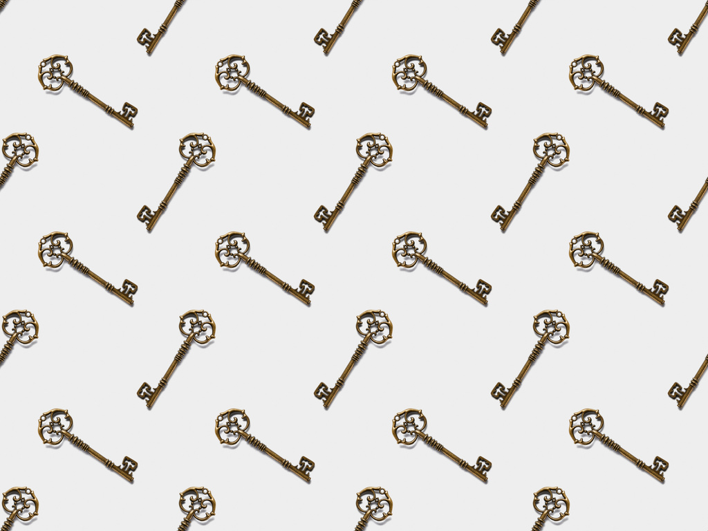 seamless pattern with vintage keys on white background - Photo, Image
