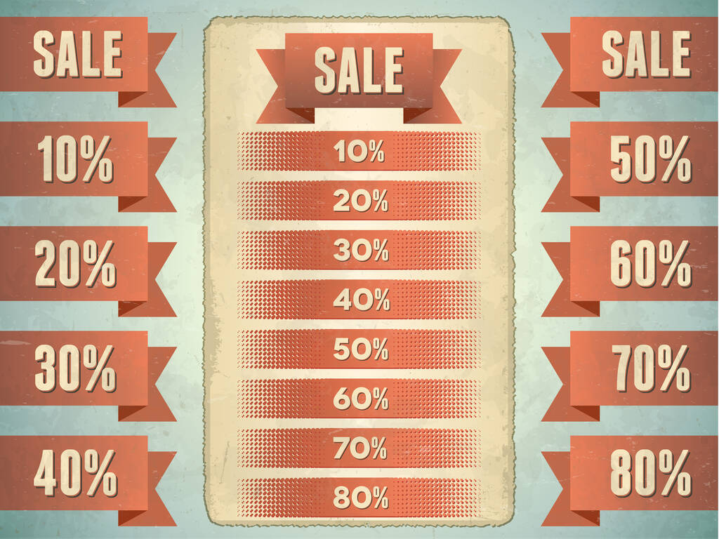 σύνολο πώληση κορδέλες με percents - Διάνυσμα, εικόνα