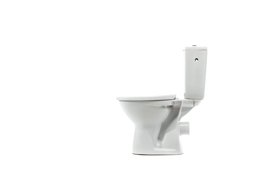 puolella näkymä moderni keraaminen puhdas wc kulho eristetty valkoinen
 - Valokuva, kuva