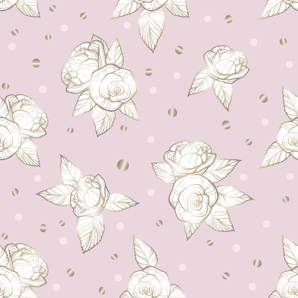 изображение кремовых роз на бледно-розовом фоне в окружении
  - Вектор,изображение