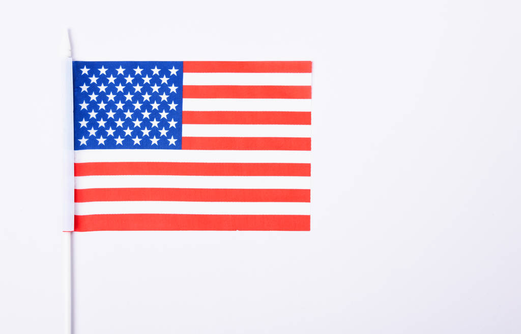 Martin luther King day, flat lay top view, Αμερικανική σημαία σε λευκό φόντο με χώρο αντιγραφής για το κείμενό σας - Φωτογραφία, εικόνα