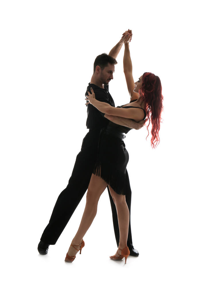 Appassionato giovane coppia ballare su sfondo bianco
 - Foto, immagini