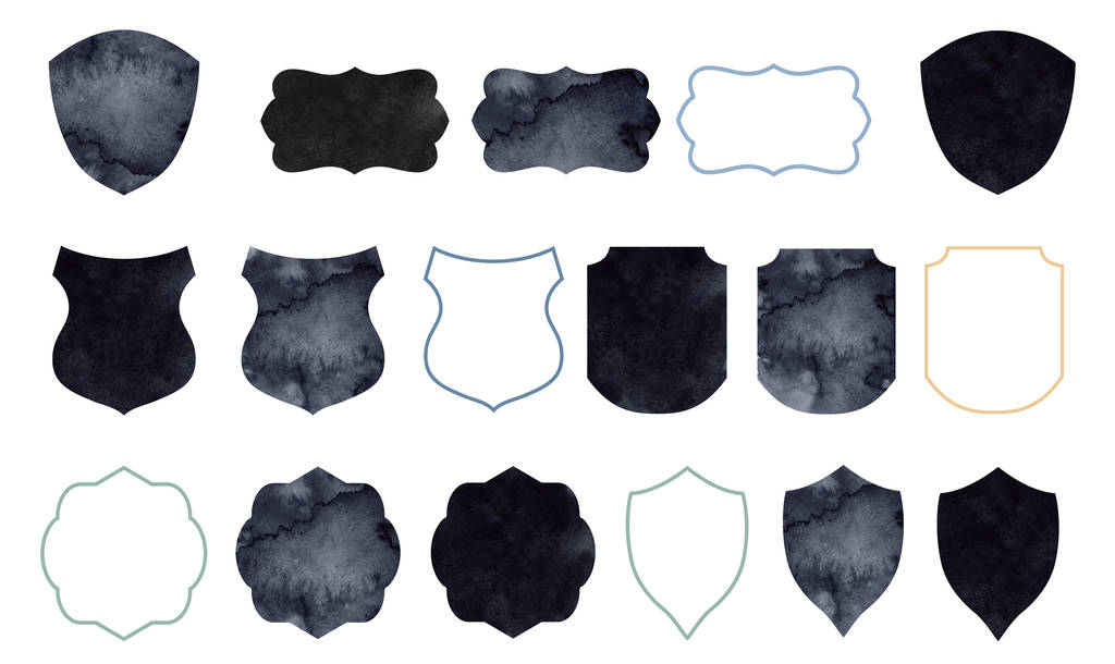 Ensemble d'éléments de logo de crêtes héraldiques de luxe avec texture aquarelle
 - Photo, image