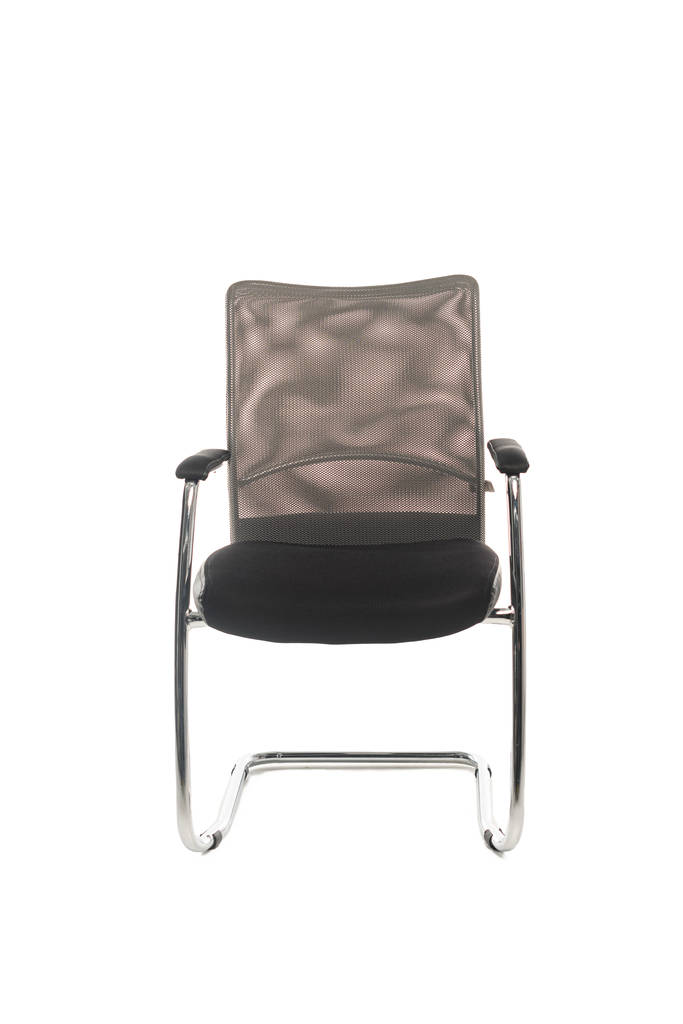 Μοντέρνα μαύρη καρέκλα με αντιγραφικό χώρο που απομονώνεται σε λευκό - Φωτογραφία, εικόνα