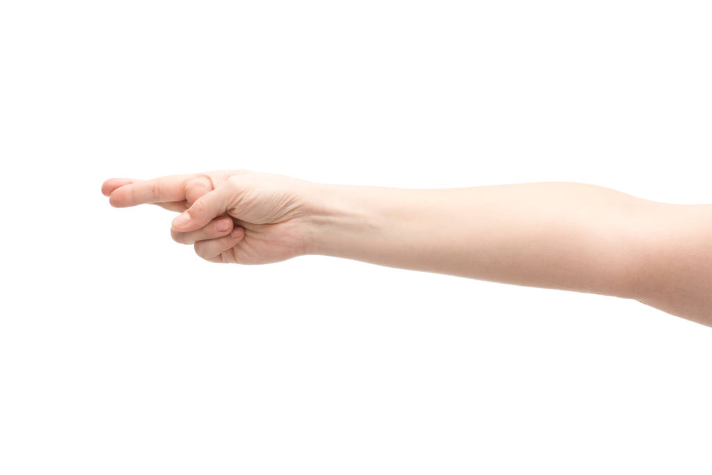 обрізаний вид жінки, що показує схрещені пальці ізольовані на білому
 - Фото, зображення