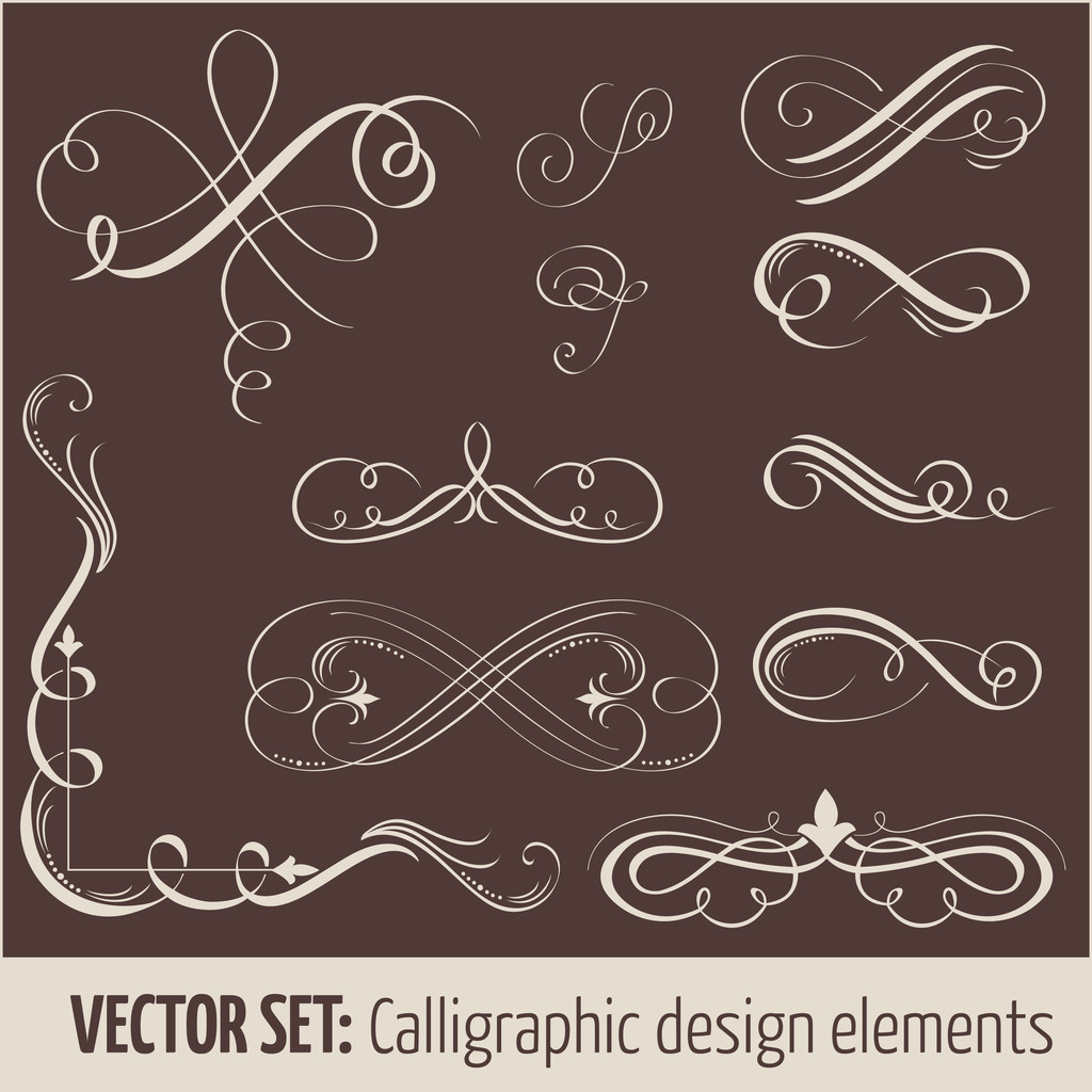 Vector set of calligraphic design elements and page decoration elements - Vector, Image