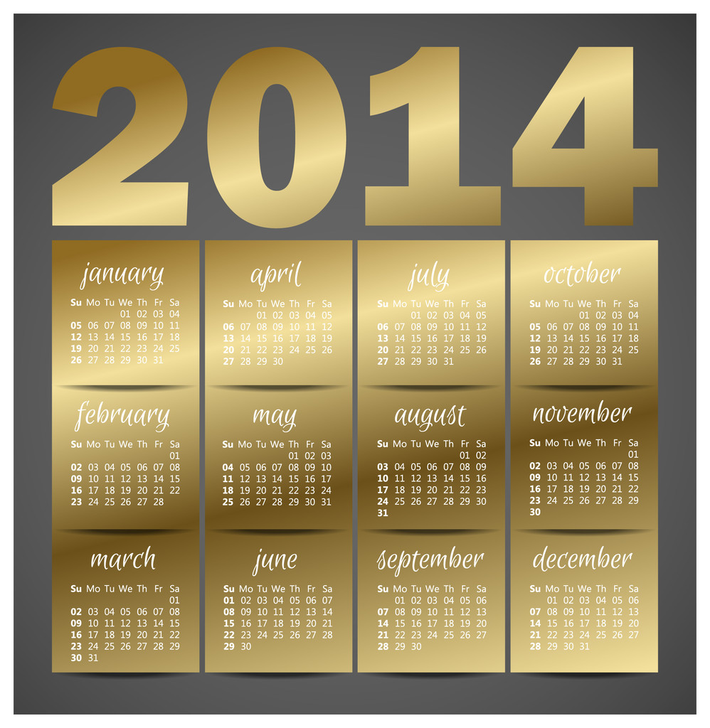 2014 año vector calendario para el calendario de pared de negocios
 - Vector, Imagen