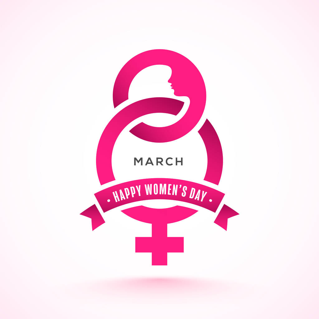 Creative Pink 8 March Text with Female Sign on White background  - Vector, Image