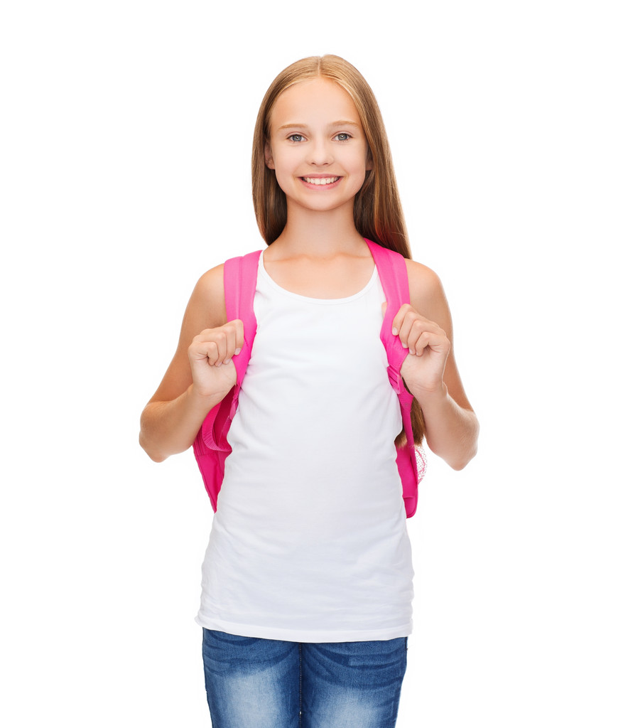 usmívající se dospívající dívka v prázdné bílé tílko - Fotografie, Obrázek