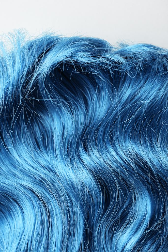 Top view of wavy blue hair isolated on white - Photo, Image