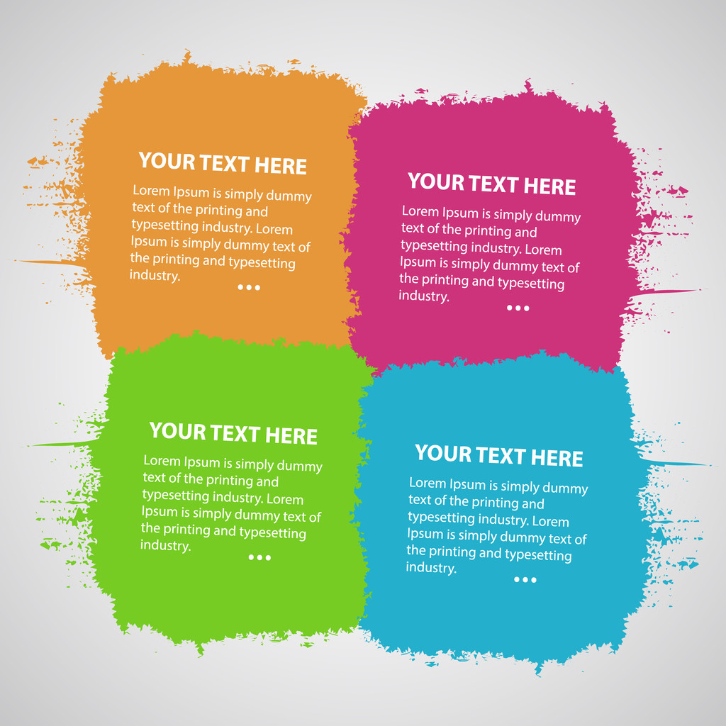 čtyři barevné připojené skvrny s místem pro text - Vektor, obrázek