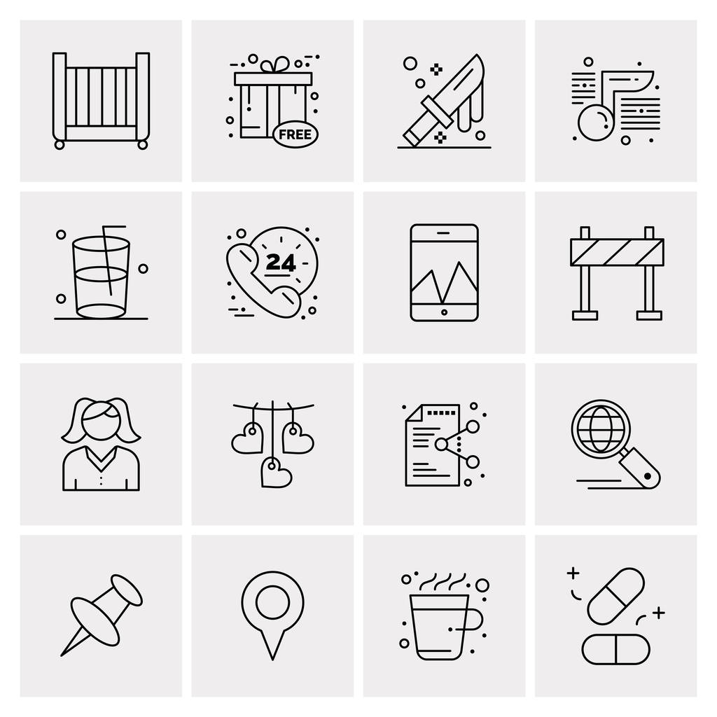 16 Universal Business Icons Vector. Креативную икону будут использовать в веб-проектах и мобильных приложениях. - Вектор,изображение