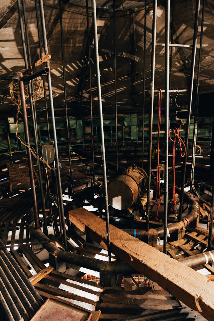 Construction of stage equipment in circus warehouse - Photo, Image