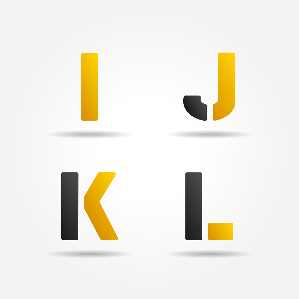 letras estêncil amarelo ijkl
 - Vetor, Imagem