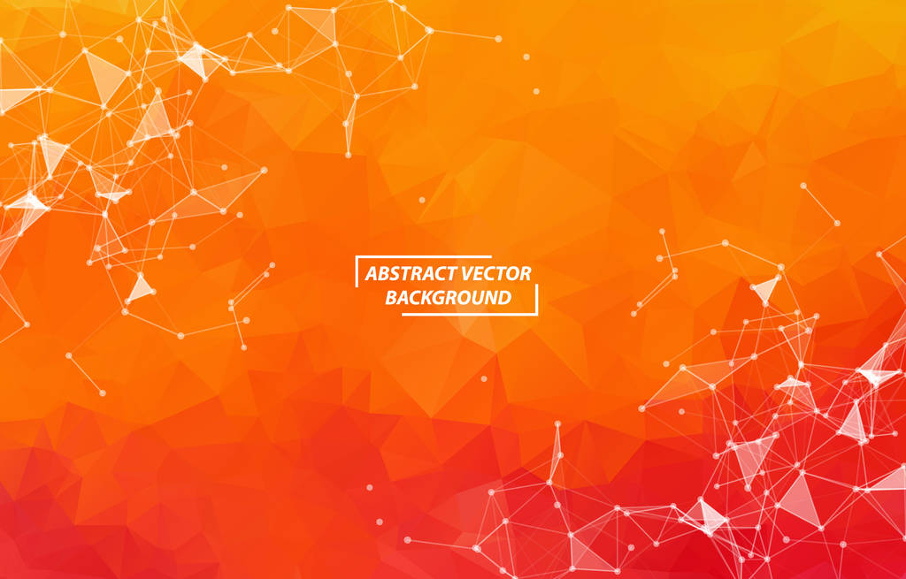 Абстрактный оранжевый геометрический многоугольный фон молекулы и комм
 - Вектор,изображение
