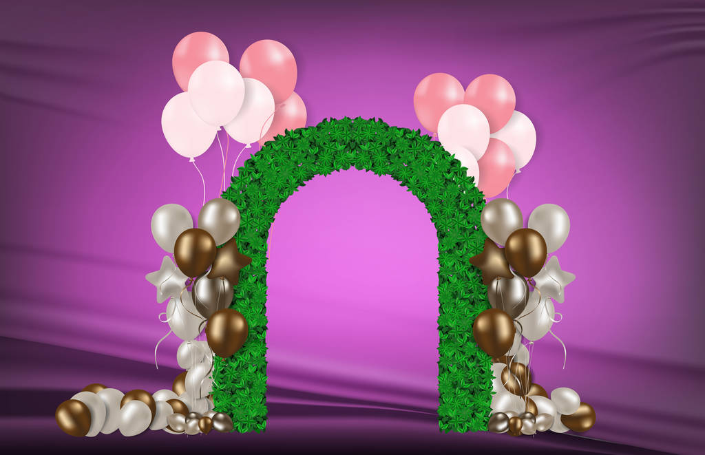 природа оставляет арку с воздушным шаром свадьбы абстрактный фон
 - Вектор,изображение