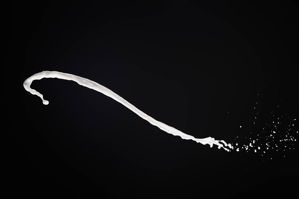 čerstvé bílé mléko stříkance s kapkami izolované na černé - Fotografie, Obrázek