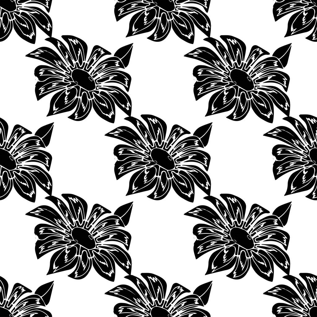 nahtloses Muster mit wunderschönen handgezeichneten Gazania-Blumen. Vektor-Doodle isoliert auf weißem Hintergrund. - Vektor, Bild