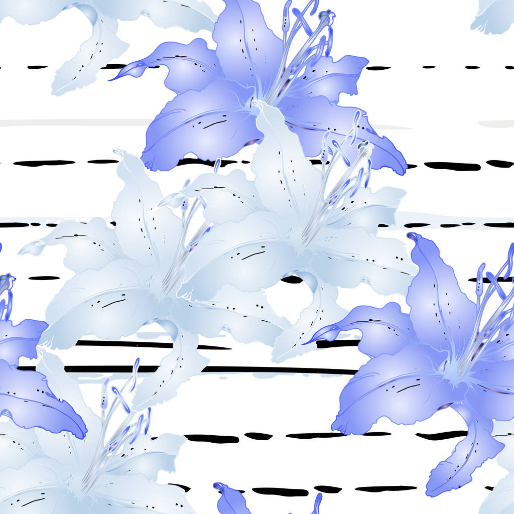 Pastel Floral Stripe Line Seamless Pattern. - Vector, Image