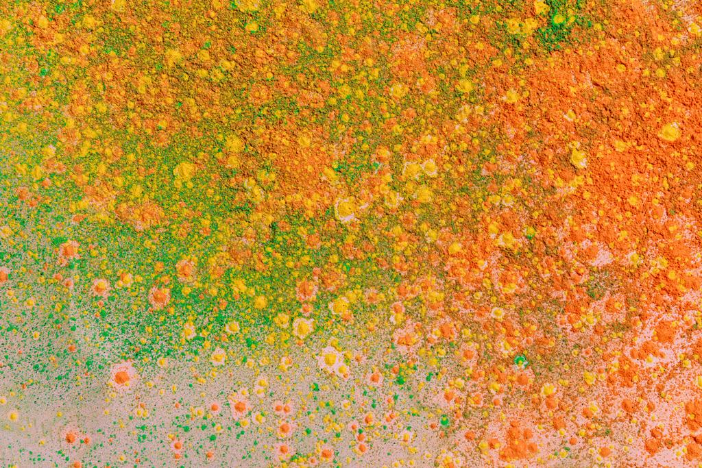 オレンジ黄色緑のカラフルなホリペイント爆発 - 写真・画像