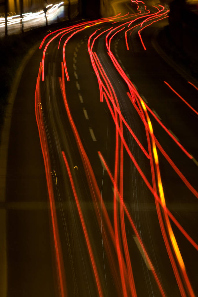 autoroute la nuit, exposition à long terme - Photo, image