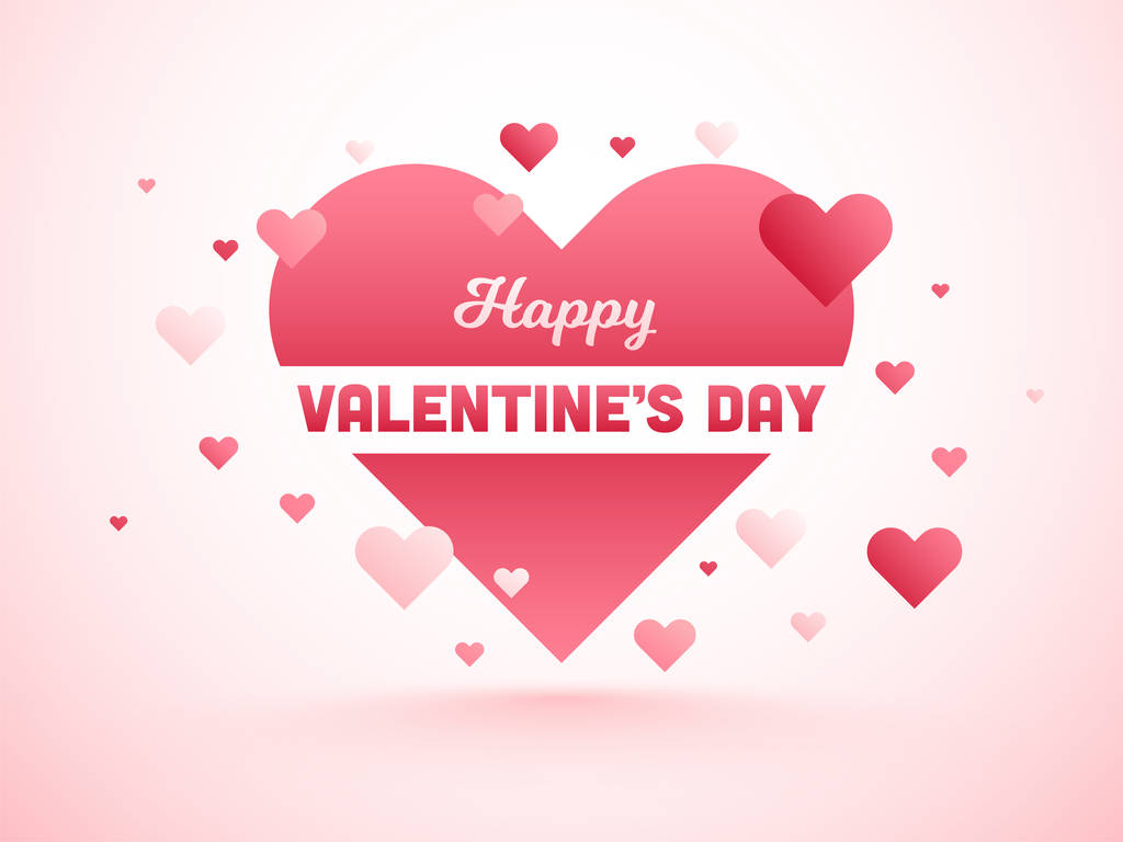 Happy Valentine's Day Text Decorated with Hearts on Glossy Paste - ベクター画像