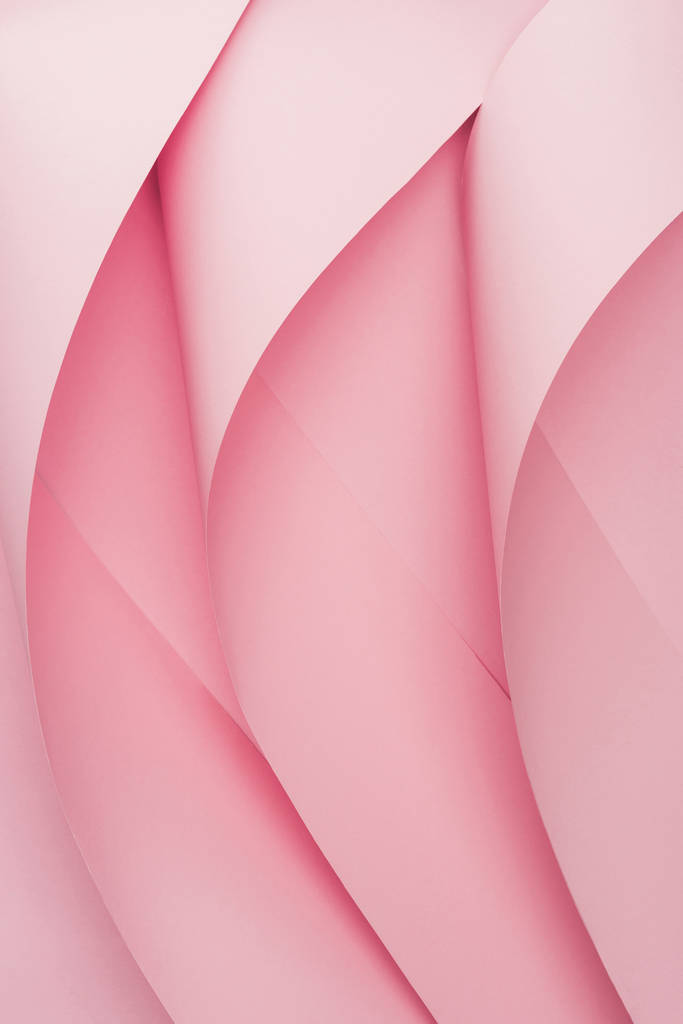 top view of pink paper swirls on pink background - Fotoğraf, Görsel