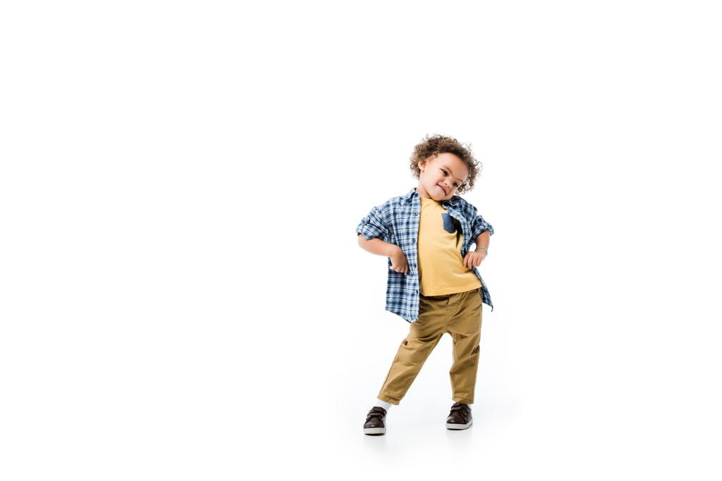 grappig Afrikaans amerikaans jongen geïsoleerd op wit - Foto, afbeelding