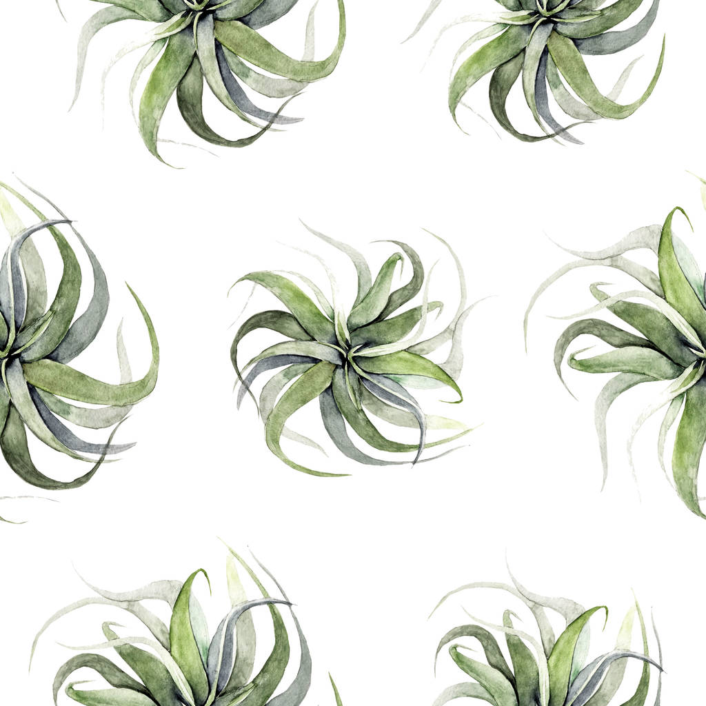 Aquarel tropische palm bladeren naadloos patroon. illustratie. tak, trendy, textiel, bos, stof, banaan, wit, omwikkeling, regenwoud - Foto, afbeelding