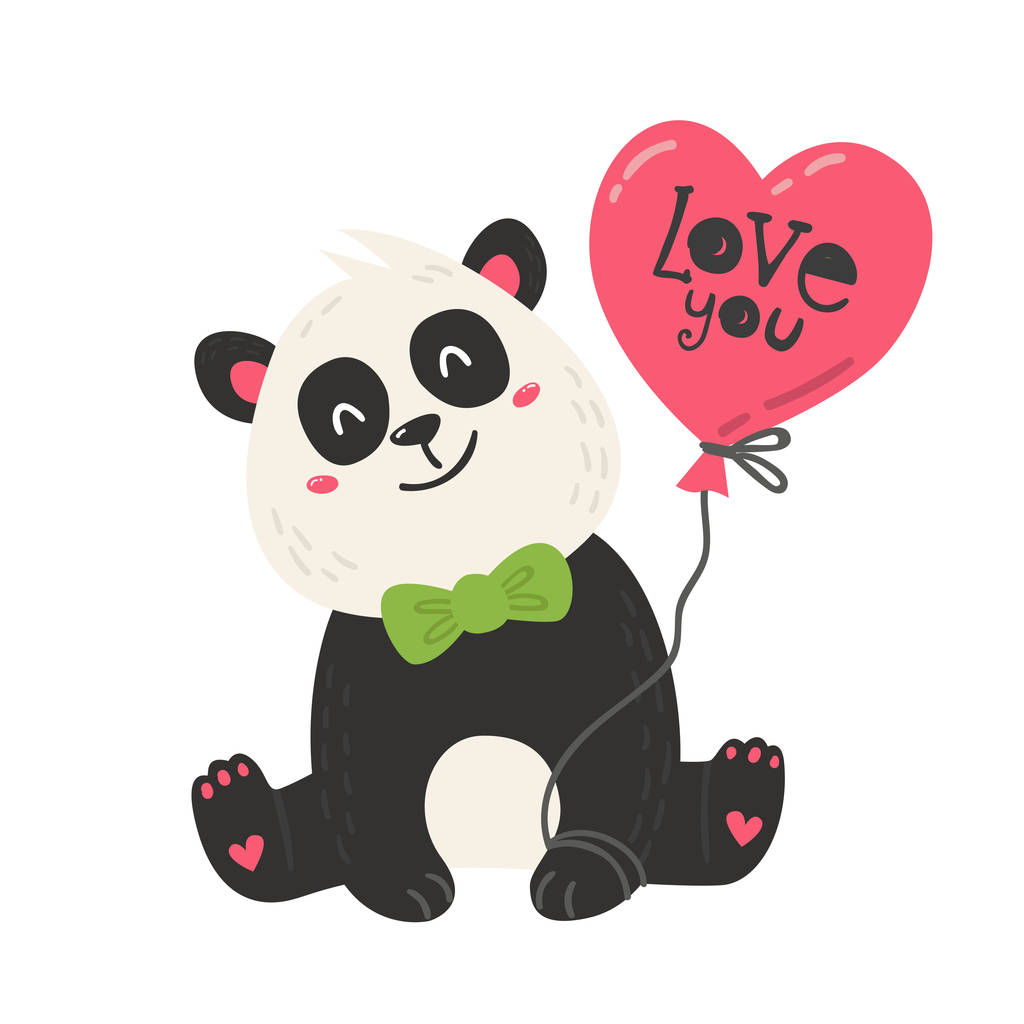 Cartaz bonito com urso panda
 - Vetor, Imagem