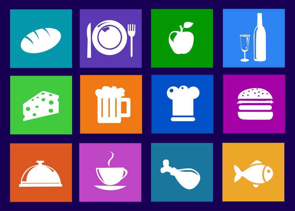 Ícones de cozinha e comida
 - Foto, Imagem